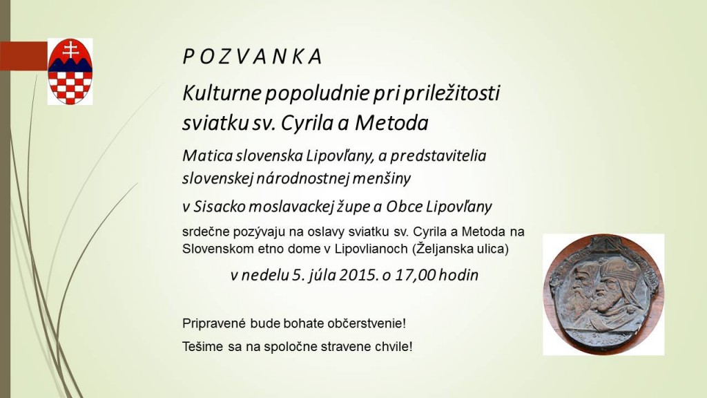P O Z V A N K A Ciril & Metod